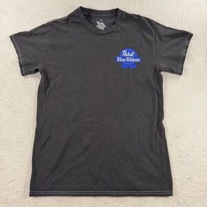 Pabst Blue Ribbon Racing T-Shirt Mens Small Black Contrast Stitch PBR Bar Shirt